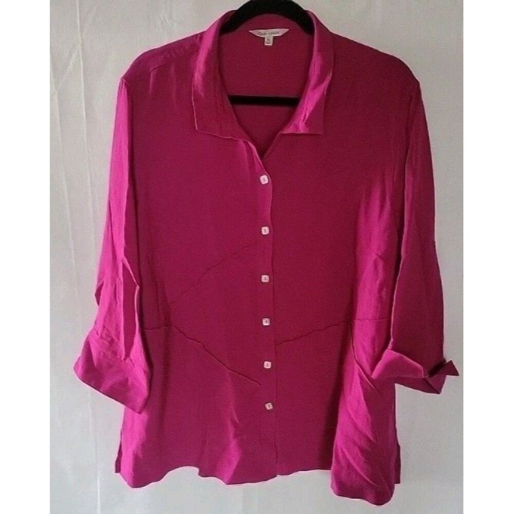 John Mark Tunic Women's XL Button Up Raspberry Boho Lagenlook - Picture 10 of 10